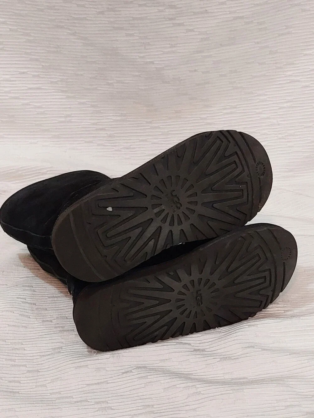 UGG Black Suede Shearling-Lined Winter Boots Size 4